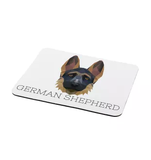 Berger allemand, Berger d'Alsace, Berger alsacien I - tapis de souris géométrique avec photo et inscription Art-Dog