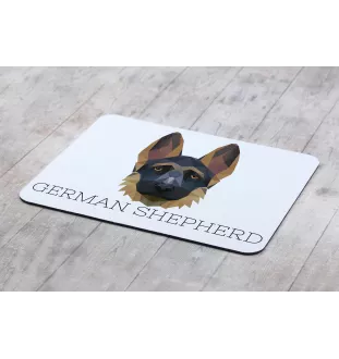 Deutscher Schäferhund I - geometrisches Mauspad mit Bild und Aufschrift von Art-Dog