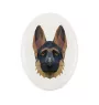 Berger allemand, Berger d'Alsace, Berger alsacien I - une plaque avec une photo et un motif géométrique de la marque Art-Dog