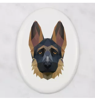 Deutscher Schäferhund I - Fliese mit geometrischem Bild und Schriftzug der Marke Art-Dog