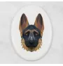 Deutscher Schäferhund I - Fliese mit geometrischem Bild und Schriftzug der Marke Art-Dog