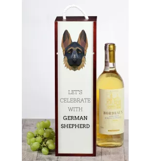 Deutscher Schäferhund I - geometrische Box mit einem Bild und Schriftzug für Wein der Marke Art-Dog