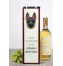 Berger allemand, Berger d'Alsace, Berger alsacien I - une boîte géométrique avec une photo et un texte pour le vin de la marque Art-Dog