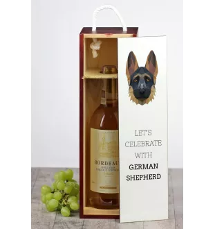 Deutscher Schäferhund I - geometrische Box mit einem Bild und Schriftzug für Wein der Marke Art-Dog