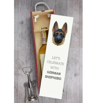 Deutscher Schäferhund I - geometrische Box mit einem Bild und Schriftzug für Wein der Marke Art-Dog