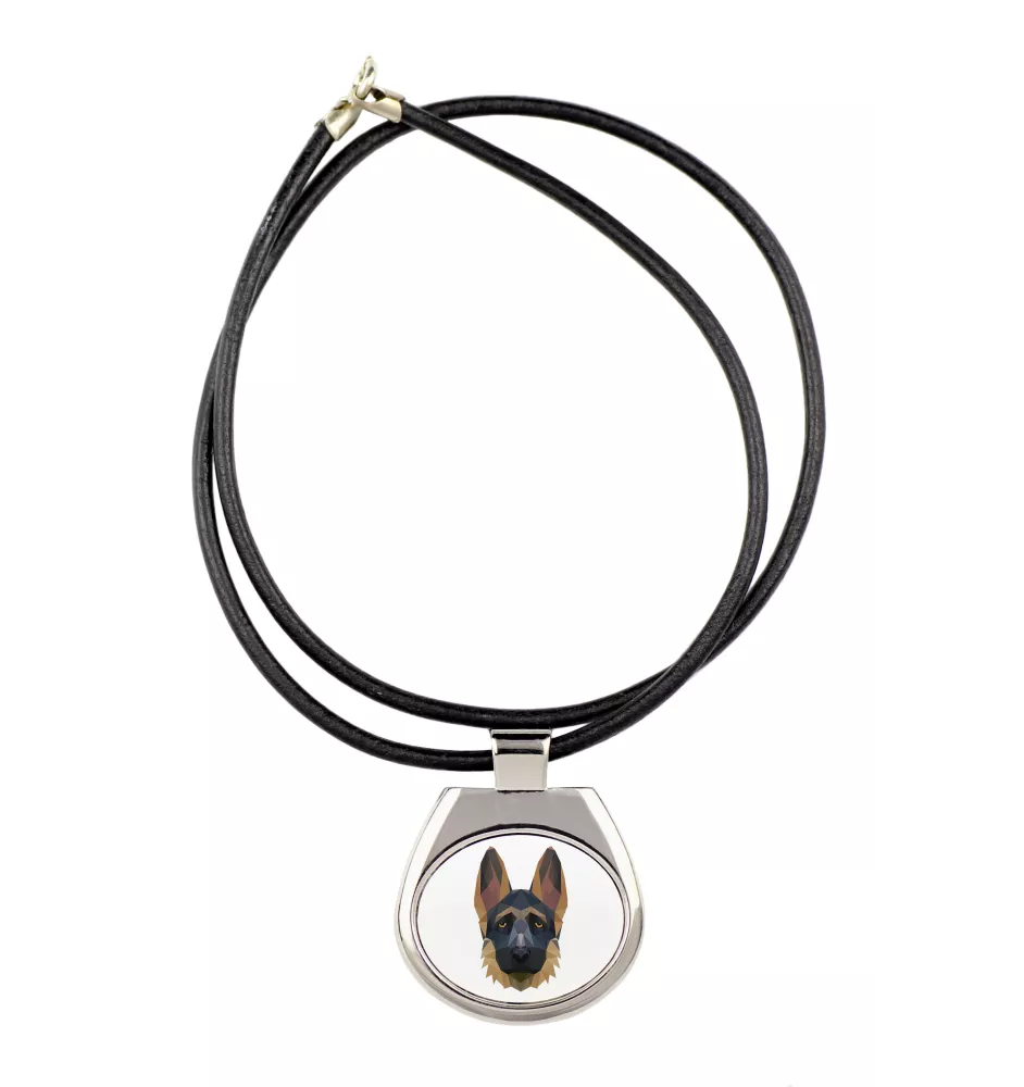 Berger allemand, Berger d'Alsace, Berger alsacien I - collier avec une photo et un motif géométrique de la marque Art-Dog