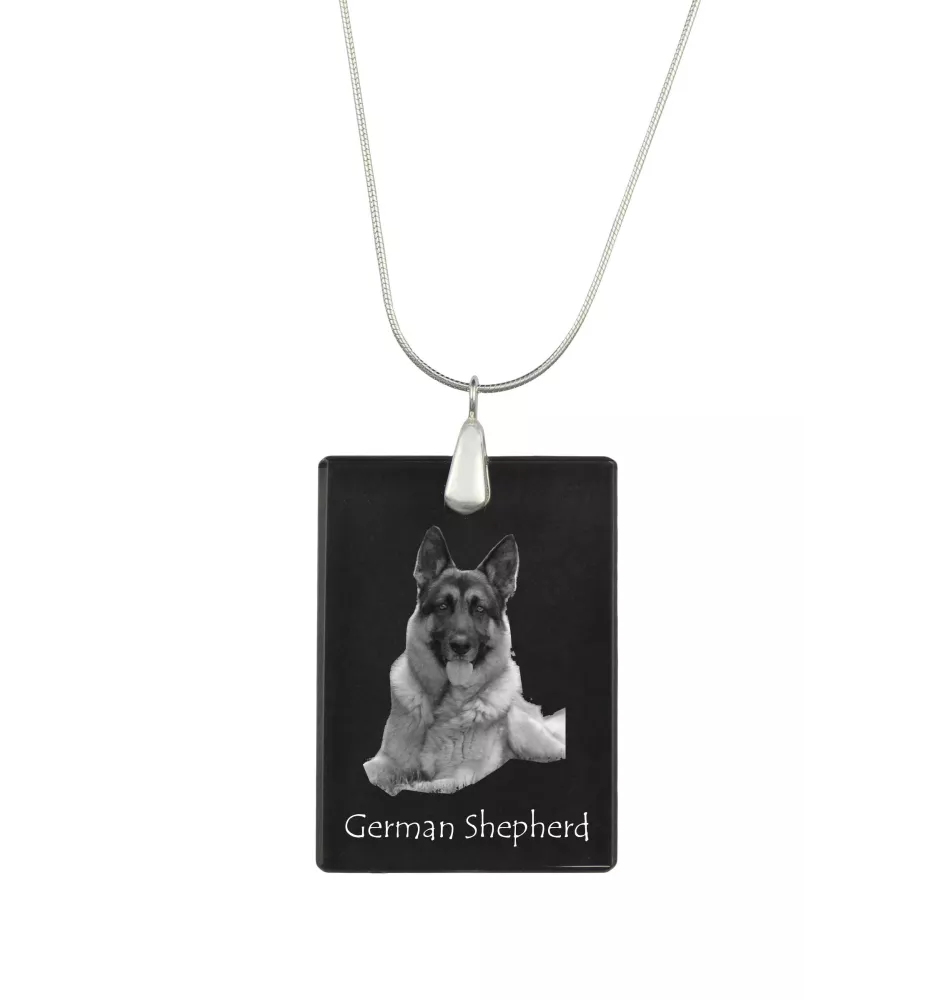 Deutscher Schäferhund - Kristallanhänger mit Hund, Silberhalskette mit Foto, personalisierter Anhänger der Marke Art-Dog