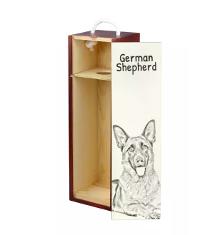 German Shepherd Dog, Alsatian Wolf Dog - wine box with a dog, alcohol box with graphics, personalized gift box from the Art-Dog brand