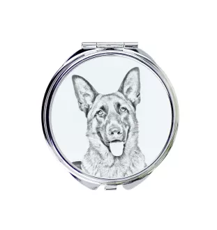 Berger allemand, Berger d'Alsace, Berger alsacien - miroir de poche avec chien, miroir personnalisé pour sac à main, miroir compact avec impression de la marque Art-Dog