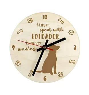 Goldador, Golden Retriever Lab Mix - Hundeuhr, Holzuhr, Wanduhr für Hundefreunde, Tisch- und Regaluhr, Art-Dog