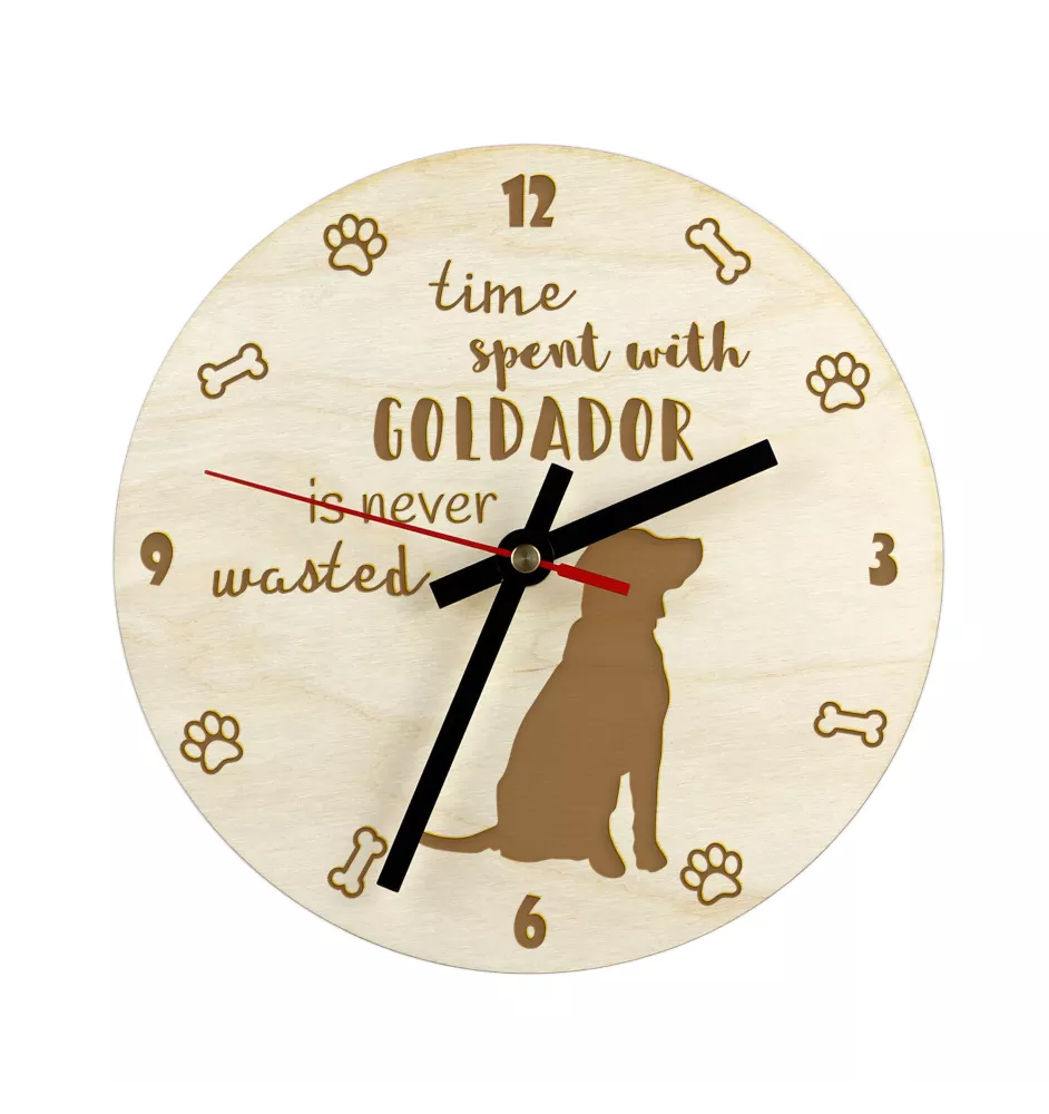Goldador, Golden Retriever Lab Mix - clock with dog, wooden clock with engraving, personalised clock by Art-Dog