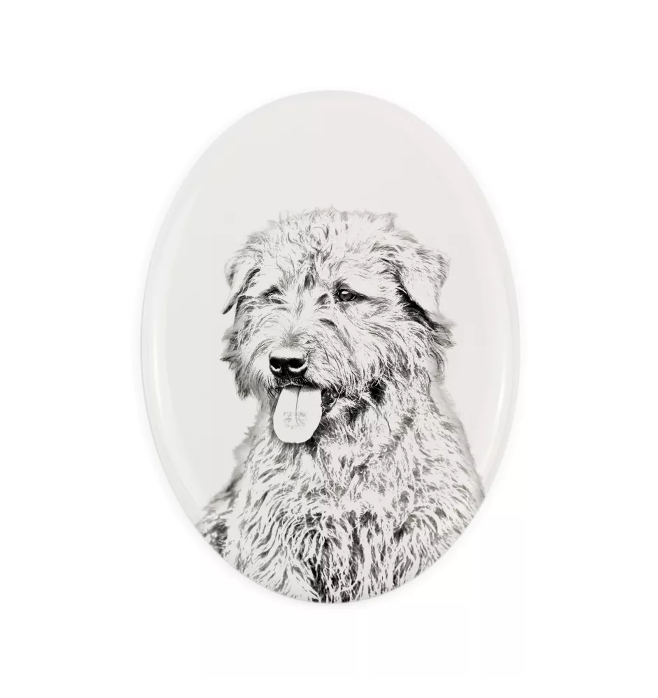 Terrier Irlandais Glen Of Imaal, Glen of Imaal Terrier - une plaque commémorative avec une photo de chien, une plaque funéraire avec une impression, une plaque ovale personnalisée de la marque Art-Dog