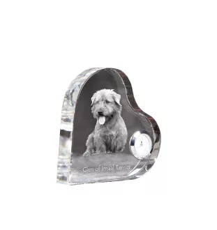 Glen of Imaal Terrier, Irischer Glen of Imaal Terrier - Kristalluhr mit einem Hundebild, Herzregal-Uhr, personalisierte Standuhr der Marke Art-Dog