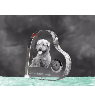 Terrier Irlandais Glen Of Imaal, Glen of Imaal Terrier - horloge en cristal avec une photo de chien, horloge de table en forme de cœur, horloge debout personnalisée de la marque Art-Dog