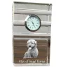 Glen of Imaal Terrier, Irischer Glen of Imaal Terrier - Glasuhr mit Foto, Foto eines Hundes im Kristall, personalisierte Tischuhr für das Büro der Marke Art-Dog