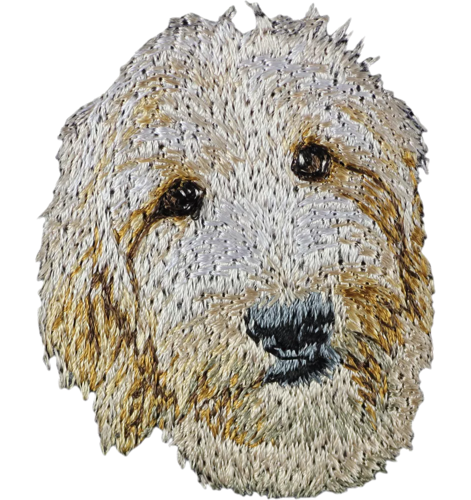 Goldendoodle - Hund geformtes Aufnäher, besticktes Patch, einzigartiges Dekor für den Rucksack der Marke Art-Dog