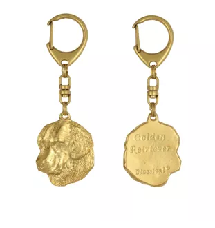 Golden Retriever - Gilded key ring with dog in gift box, handbag decoration, luxury accessory by Art-Dog brand