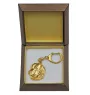Golden Retriever - Vergoldeter Schlüsselanhänger mit Hund in Geschenkbox, Handtaschen-Dekoration, Luxus-Accessoire der Marke Art-Dog
