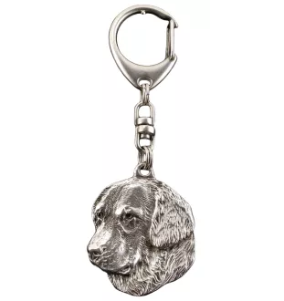 Golden Retriever - Versilberter Schlüsselanhänger mit Hund in einer Geschenkbox, Handtaschenschmuck, Rucksackanhänger der Marke Art-Dog