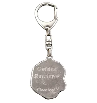 Golden Retriever - Versilberter Schlüsselanhänger mit Hund in einer Geschenkbox, Handtaschenschmuck, Rucksackanhänger der Marke Art-Dog