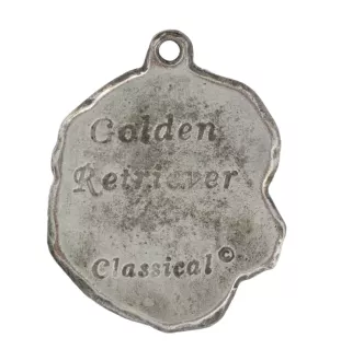 Golden Retriever - Porte-clés argenté avec un chien dans une boîte cadeau, décoration de sac à main, pendentif de sac à dos par la marque Art-Dog