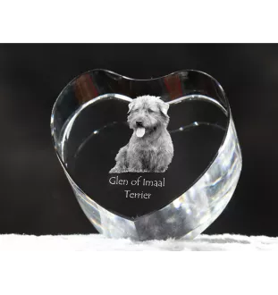 Terrier Irlandais Glen Of Imaal, Glen of Imaal Terrier - une photo de chien dans un cristal, un cœur en cristal, un cadre photo exceptionnel de la marque Art-Dog
