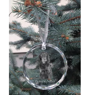 Setter Gordon  - boule de Noël en cristal avec une photo, photo de chien dans le cristal, décoration personnalisée pour sapin de Noël de la marque Art-Dog