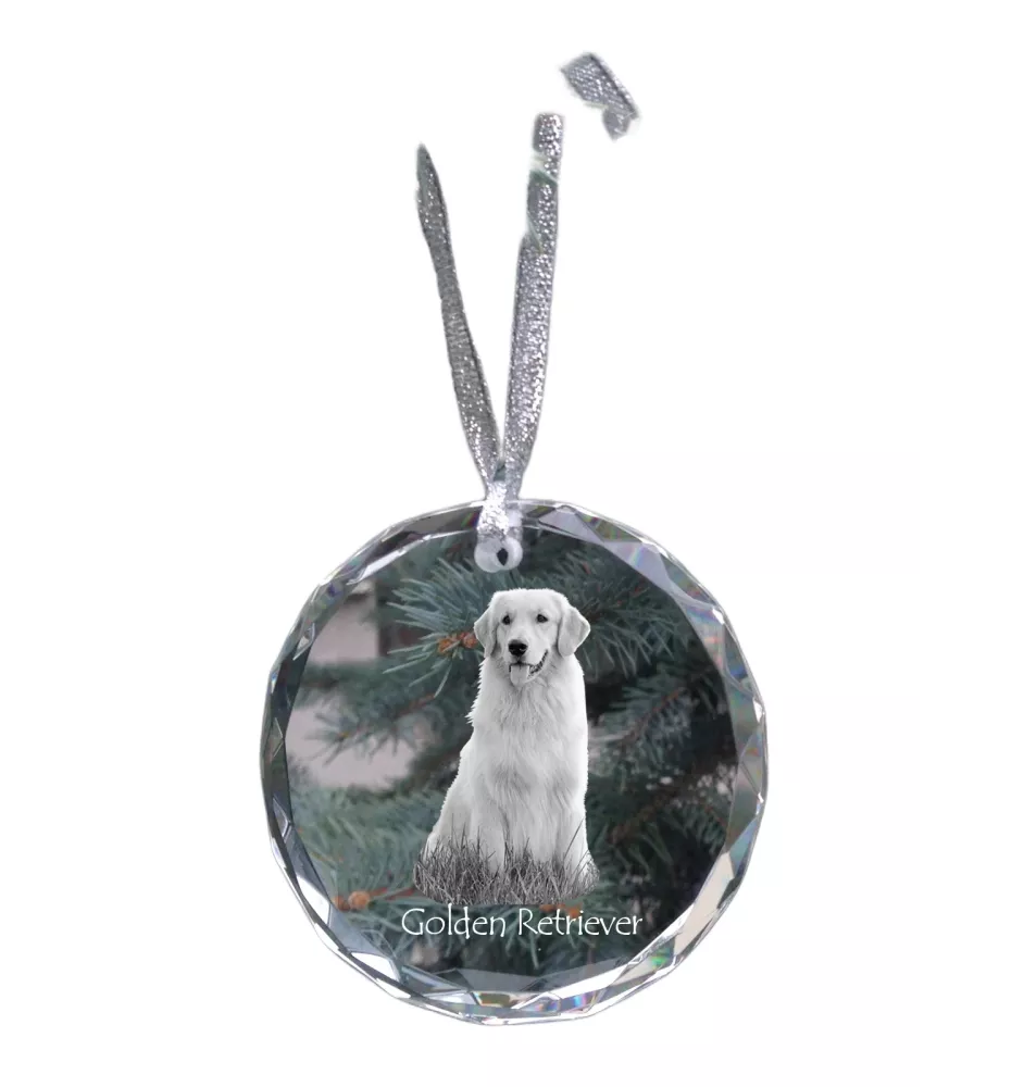 Golden Retriever - boule de Noël en cristal avec une photo, photo de chien dans le cristal, décoration personnalisée pour sapin de Noël de la marque Art-Dog