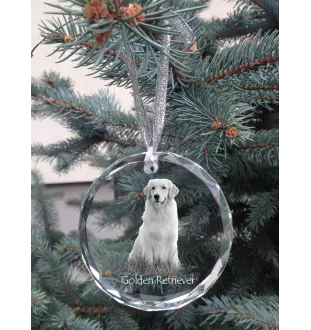 Golden Retriever - crystal bauble with a photo, dog photo in crystal, personalized Christmas tree ornament by Art-Dog brand