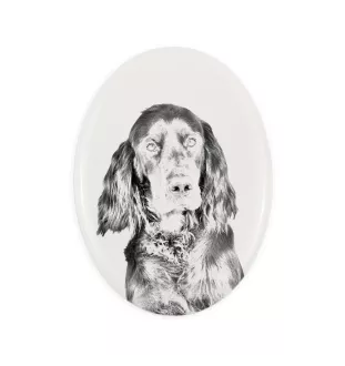 Setter Gordon  - une plaque commémorative avec une photo de chien, une plaque funéraire avec une impression, une plaque ovale personnalisée de la marque Art-Dog