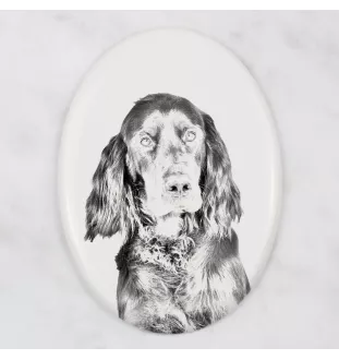 Setter Gordon  - une plaque commémorative avec une photo de chien, une plaque funéraire avec une impression, une plaque ovale personnalisée de la marque Art-Dog