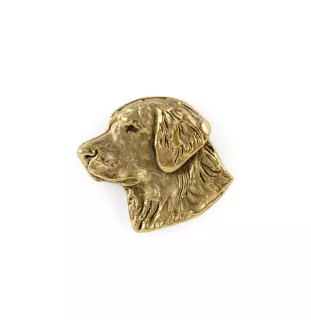 Golden Retriever I - Broche de chien dans une boîte décorative, épingle élégante en plaqué or, épingle de veste de la marque Art-Dog