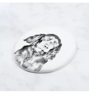 Setter Gordon  - une plaque commémorative avec une photo de chien, une plaque funéraire avec une impression, une plaque ovale personnalisée de la marque Art-Dog