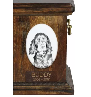 Setter Gordon  - une plaque commémorative avec une photo de chien, une plaque funéraire avec une impression, une plaque ovale personnalisée de la marque Art-Dog