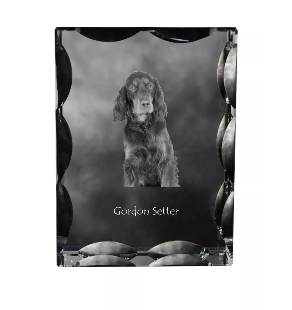 Gordon setter - crystal with a picture of a dog, glass statuette with a picture, unique frame with a picture from Art-Dog brand