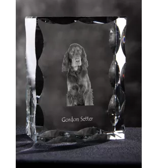 Gordon setter - crystal with a picture of a dog, glass statuette with a picture, unique frame with a picture from Art-Dog brand