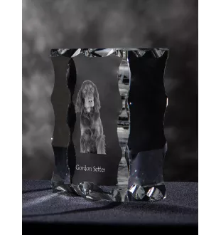 Gordon setter - crystal with a picture of a dog, glass statuette with a picture, unique frame with a picture from Art-Dog brand
