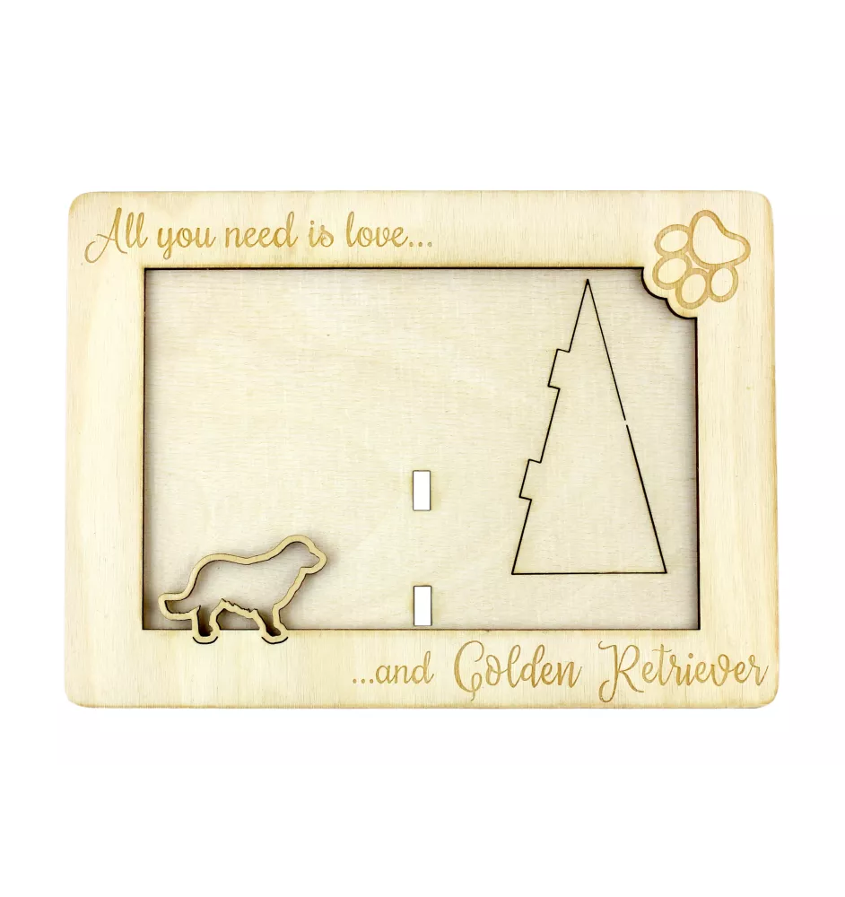 Golden Retriever - Cadre photo, cadre en bois gravé, un joli gadget pour l'amoureux des chiens par Art-Dog
