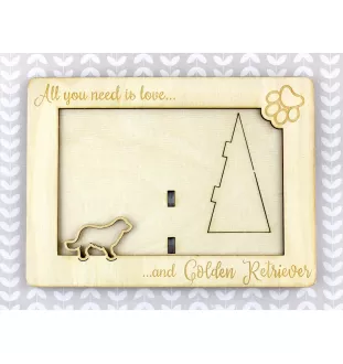 Golden Retriever - Photo frame, engraved wooden frame, a lovely gadget for the dog lover by Art-Dog