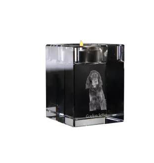 Gordon setter - Candle holder with dog photo, crystal tealight holder, personalised gift by Art-Dog brand