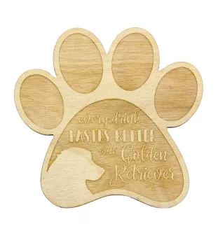 Golden Retriever - Sous-verre mug, sous-verre gravé avec chien, cadeau pour amoureux des chiens par la marque Art-Dog