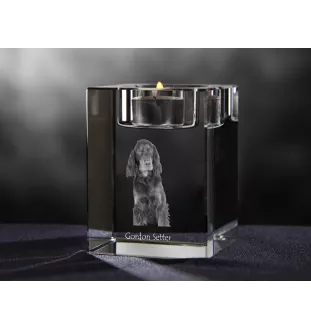 Gordon setter - Candle holder with dog photo, crystal tealight holder, personalised gift by Art-Dog brand