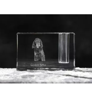 Setter Gordon  - Porte-stylos, organiseur en cristal avec photo de chien, décoration de bureau unique par la marque Art-Dog