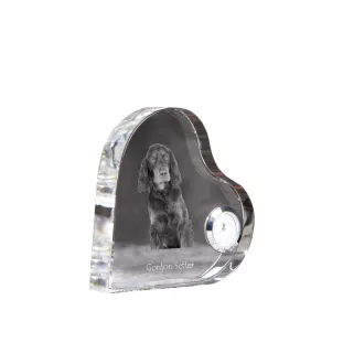 Gordon Setter, Schottischer Setter - Kristalluhr mit einem Hundebild, Herzregal-Uhr, personalisierte Standuhr der Marke Art-Dog
