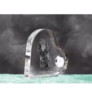 Gordon Setter, Schottischer Setter - Kristalluhr mit einem Hundebild, Herzregal-Uhr, personalisierte Standuhr der Marke Art-Dog