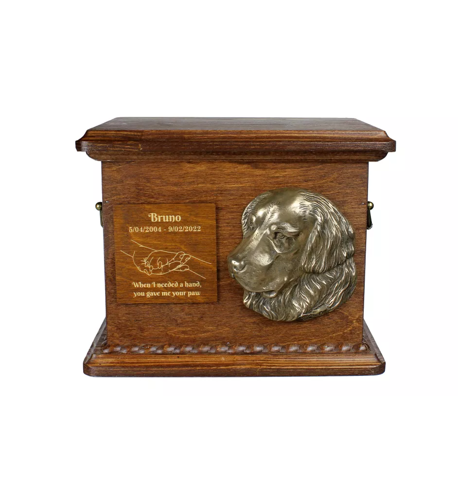 Golden Retriever - urn for dog ashes, personalized urn with engraving and bas-relief, commemorative box for dog ashes by Art-Dog brand