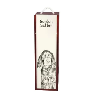 Setter Gordon  - boîte à vin avec chien, boîte à alcool avec graphisme, boîte cadeau personnalisée de la marque Art-Dog
