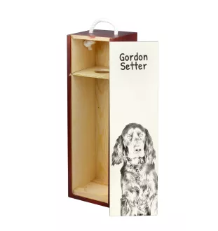 Setter Gordon  - boîte à vin avec chien, boîte à alcool avec graphisme, boîte cadeau personnalisée de la marque Art-Dog