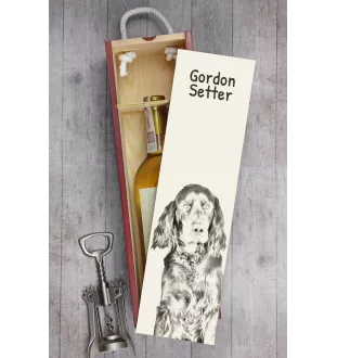 Setter Gordon  - boîte à vin avec chien, boîte à alcool avec graphisme, boîte cadeau personnalisée de la marque Art-Dog