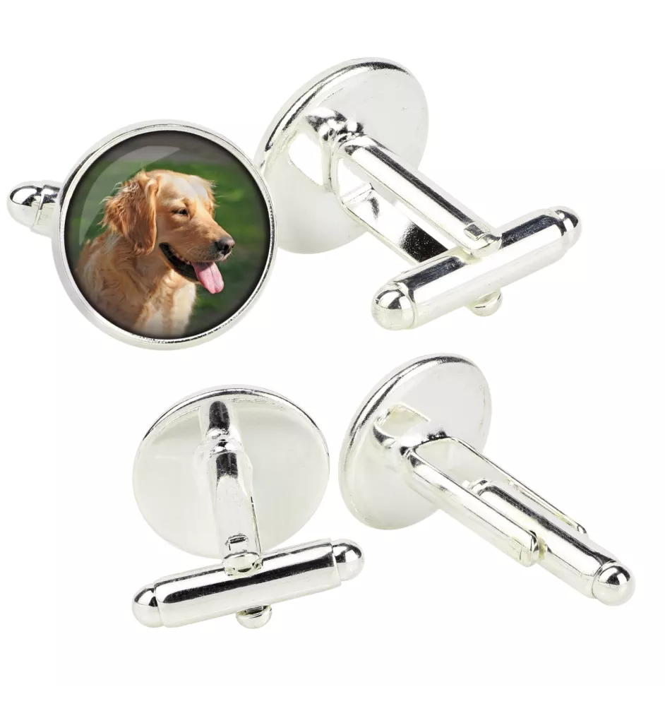 Golden Retriever spinka do mankietów w pudełku ze zdjęciem Art-Dog